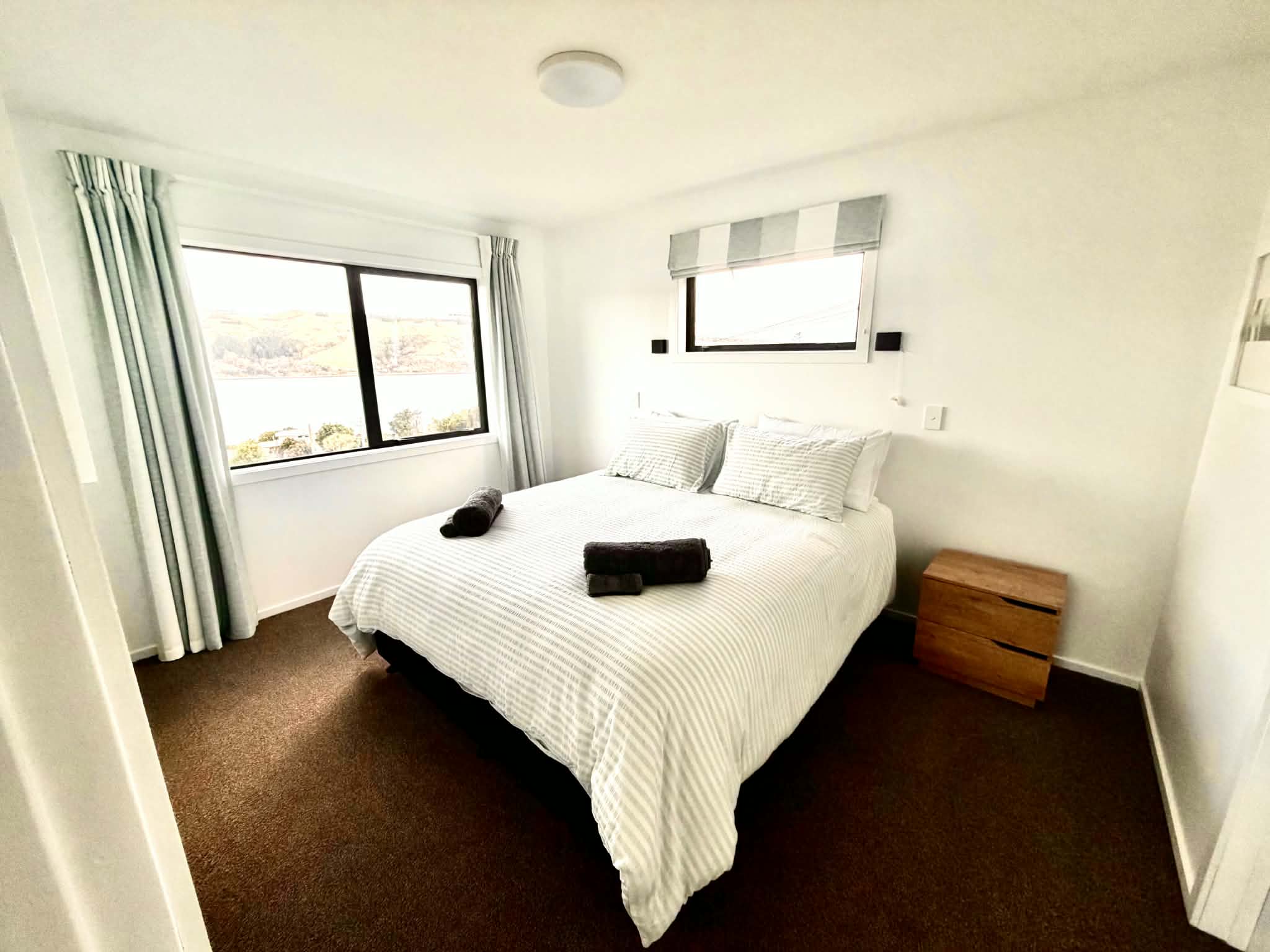 First king bedroom overlooking Otago Harbour